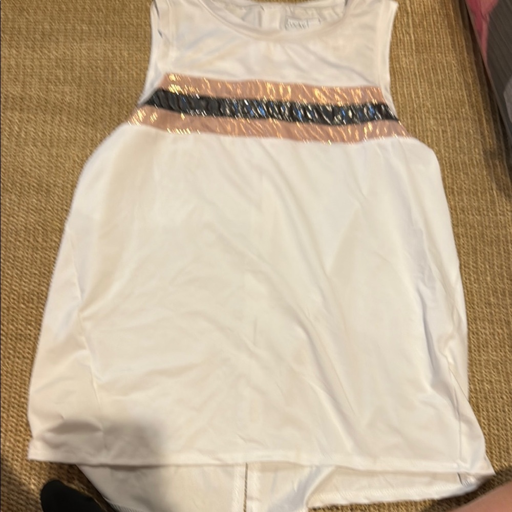 Lucky in Love White Tank Top with Pink and Black Accents